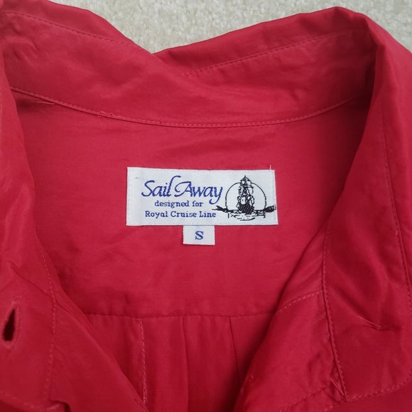 Vintage Silk Oversized Sail Away for Royal Cruise Line Red Shirt - Picture 3 of 9